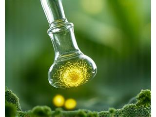 Suntikan mikroskopik dari sel tumbuhan ke botol serum