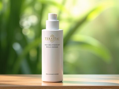 Botol produk Teratai Bumi dengan latar belakang hijau